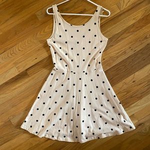 H&M fit & flare cream nude polka dot dress - size L